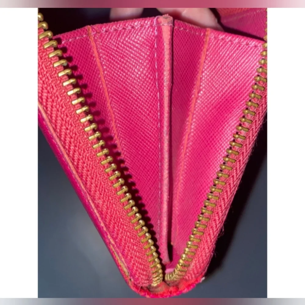 Authentic Prada Pink Saffiano Leather Pionia Fiocco Bow Long Wallet - Picture 9 of 12